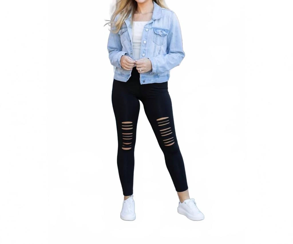 Julia Rose Jacqueline High-Waisted Laser Cutout Leggings In Black