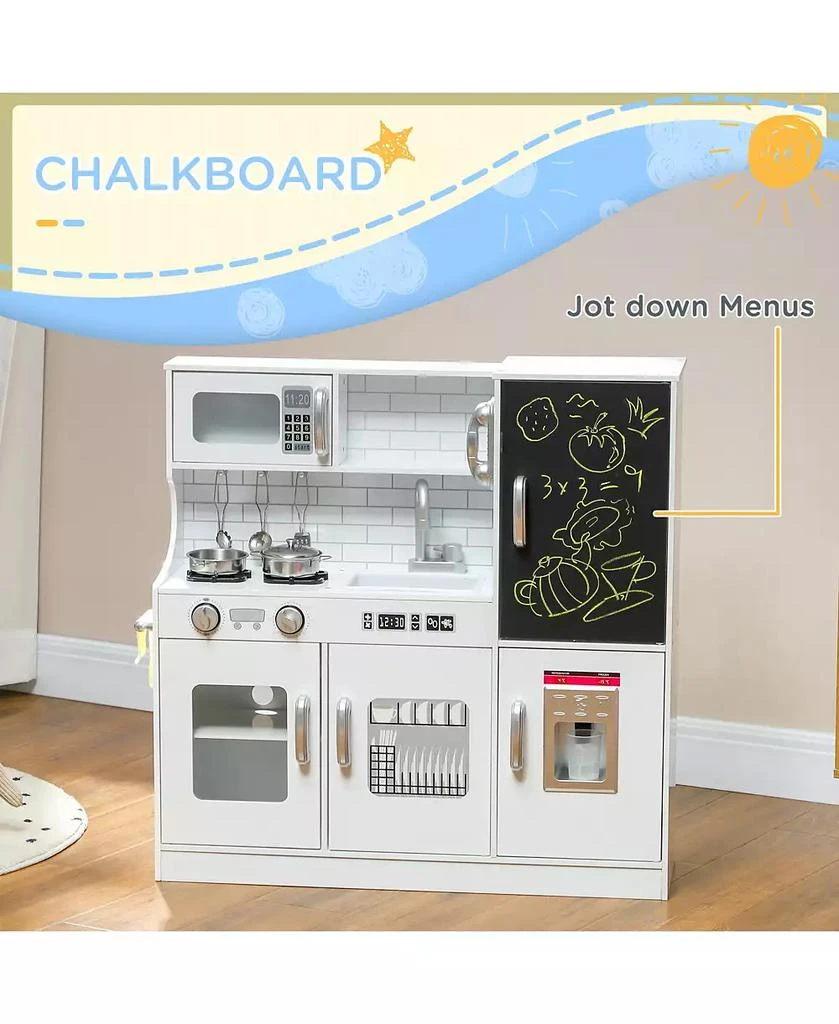 HONGGE Kids Pretend Play Kitchen with Chalkboard and Accessories 4