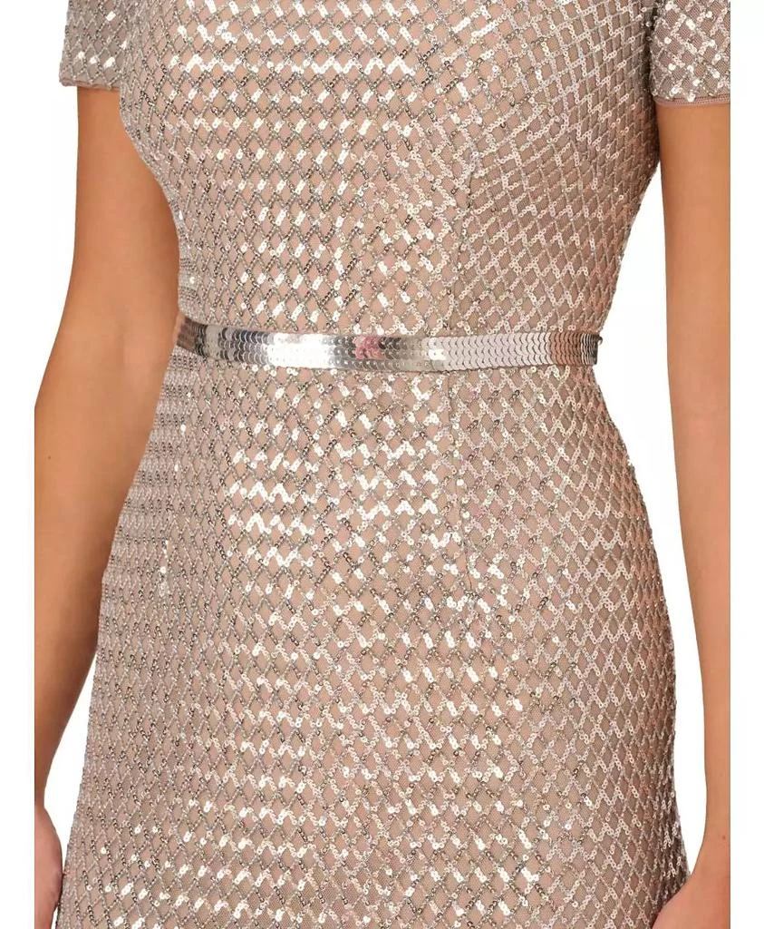 Adrianna Papell Women's Beaded Mesh Column Dress 6