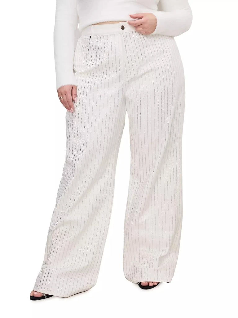 Good American ​Good Ease Rhinestone Pinstripe Jeans 3