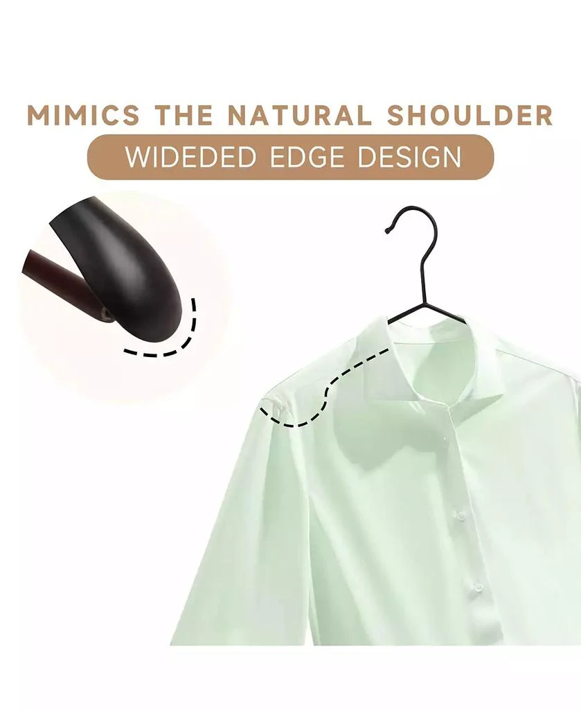 BP4U ASUS 24-Pack Heavy Duty Metal Wide Shoulder Suit Hangers with Pants Bar, Welded Coat Hangers with Beech Wood Trouser Bar 3