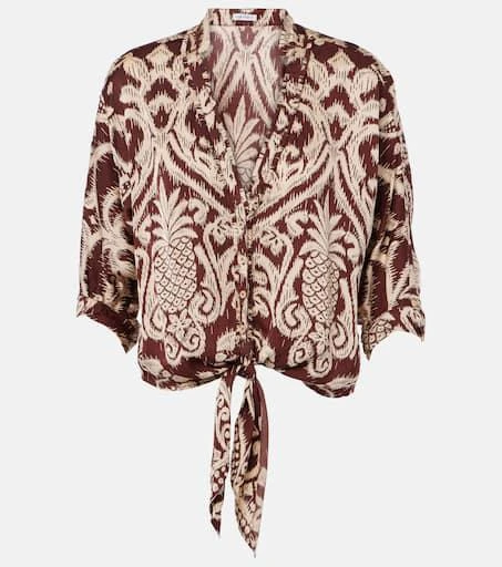 Poupette St Barth Azia printed cropped shirt 1