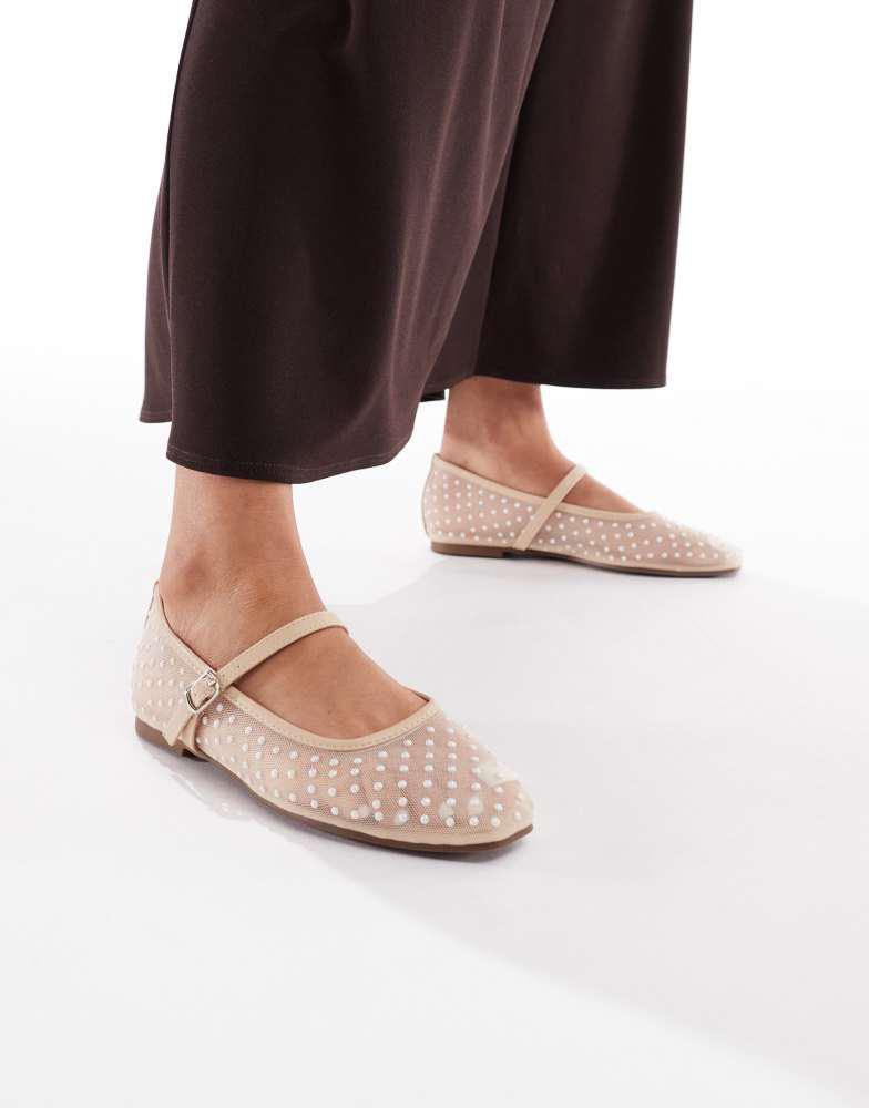Glamorous Glamorous ballerina flats in mesh beige polkadot