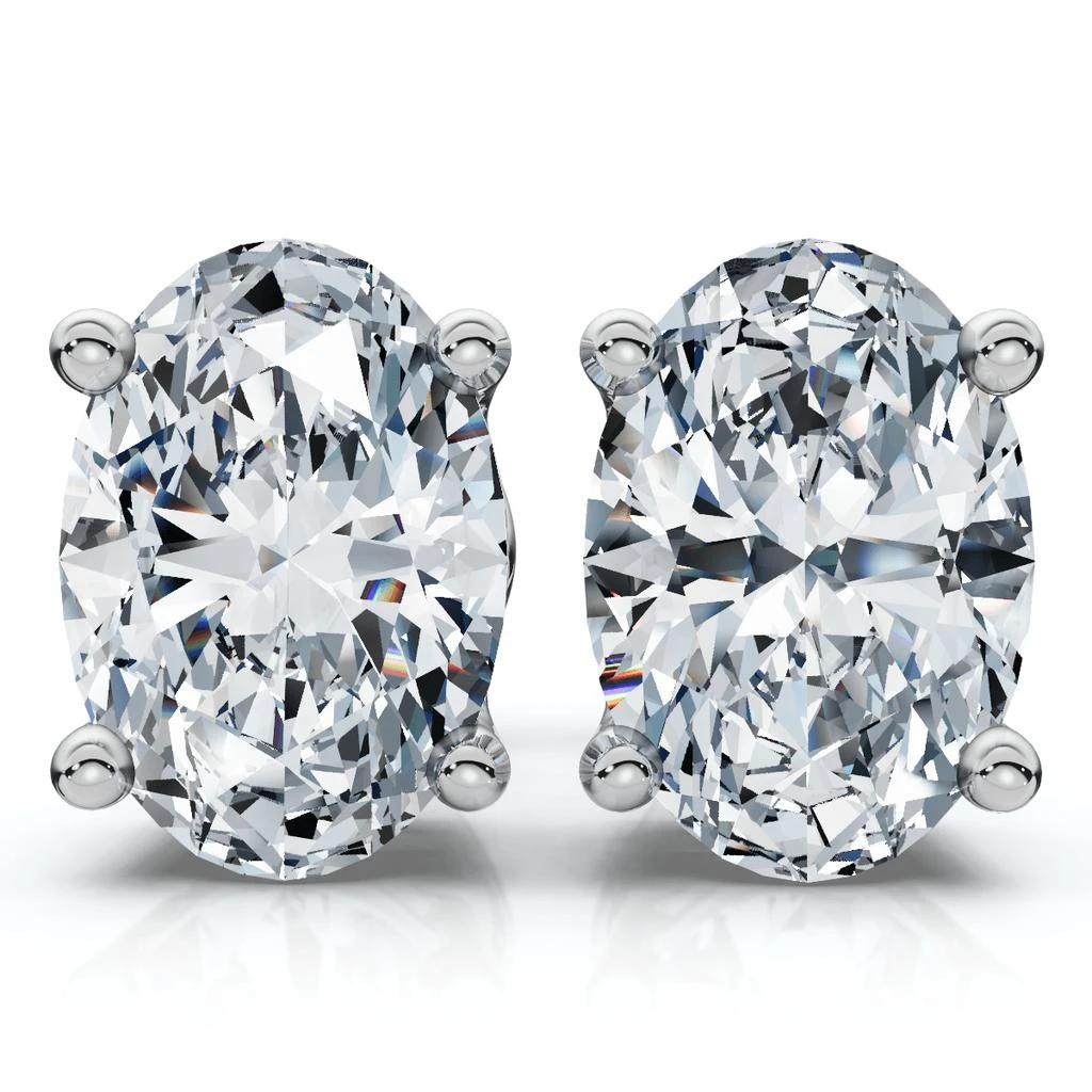 Pompeii3 Oval Cut Diamond Prong Studs 14k Gold Lab Grown