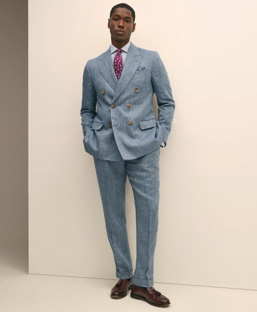 Brooks Brothers Classic Fit Herringbone Linen Single-Pleat Suit Pants
