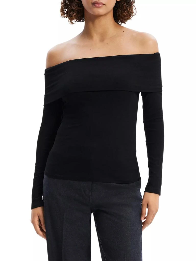 Theory Off-the-Shoulder Rib-Knit Top 3