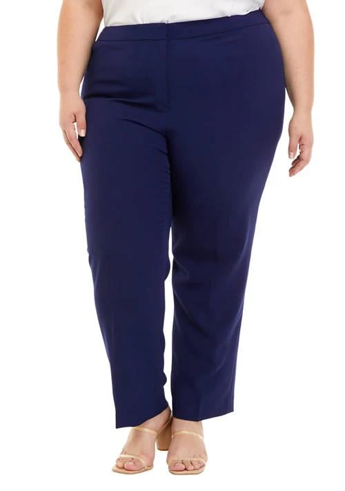 Shop Plus Size Stretch Crepe Fly Front Side Elastic Trouser Pants
