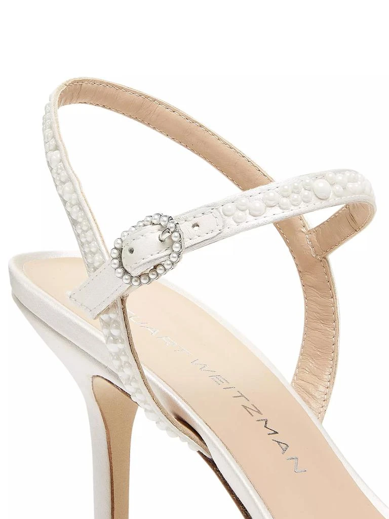 Stuart Weitzman Bliss 85MM Pearl-Embellished Satin Pumps 5