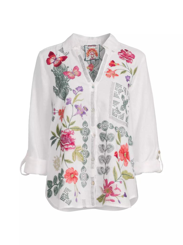 Johnny Was Dacie Embroidered Linen Shirt