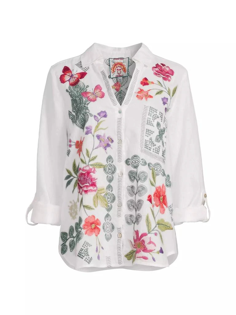 Johnny Was Dacie Embroidered Linen Shirt 1