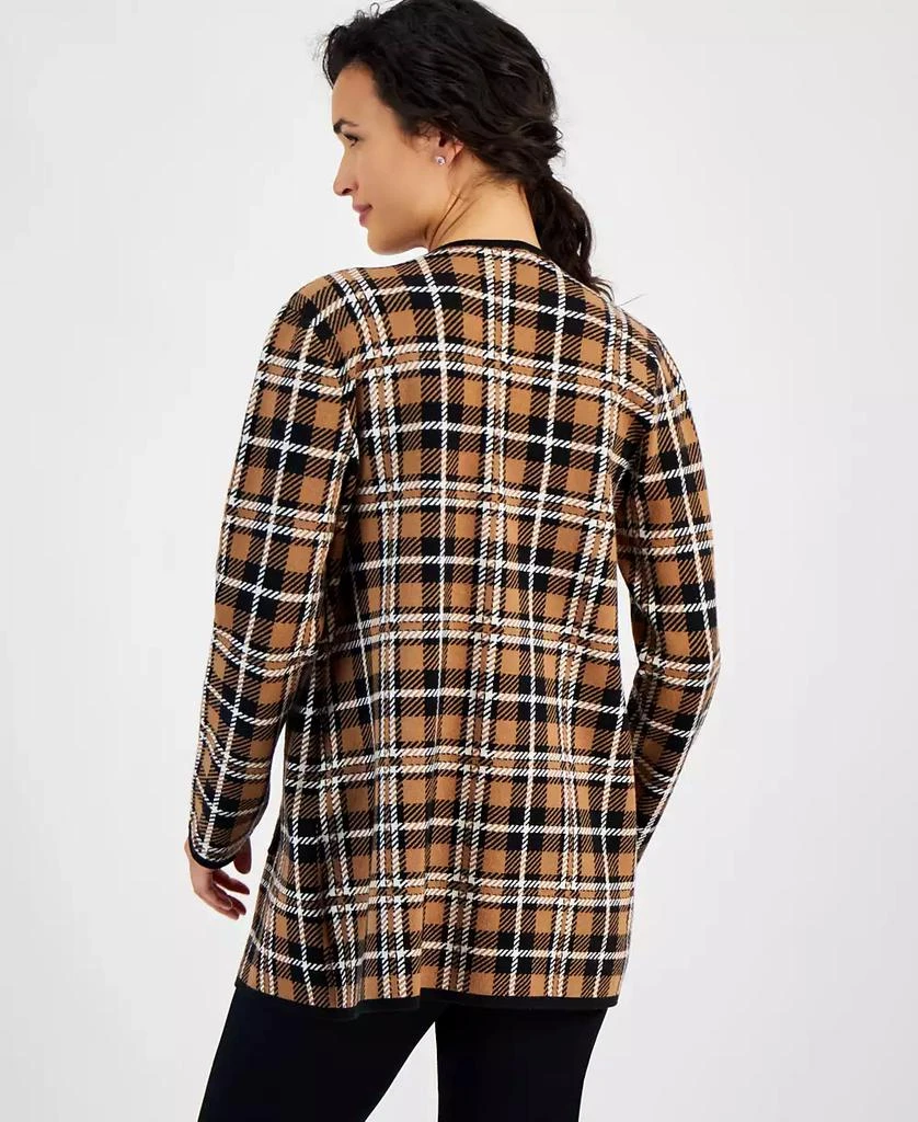 Kasper Women's Plaid Collarless Long-Sleeve Sweater 2