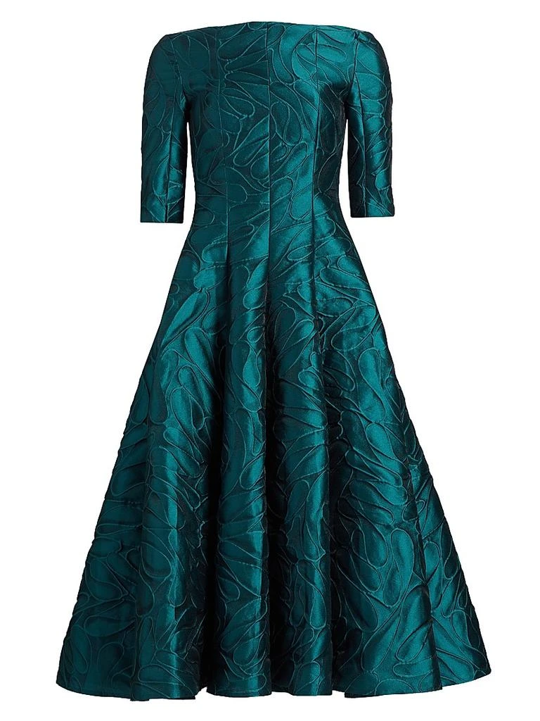talbot runhof azalea floral jacquard midi cocktail dress Talbot Runhof