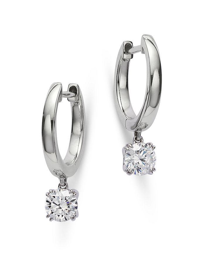 Bloomingdale's Certified Diamond Huggie Hoop Earrings in 14K White Gold featuring diamonds with the De Beers Code of Origin, 0.40 ct. t.w. - Exclusive