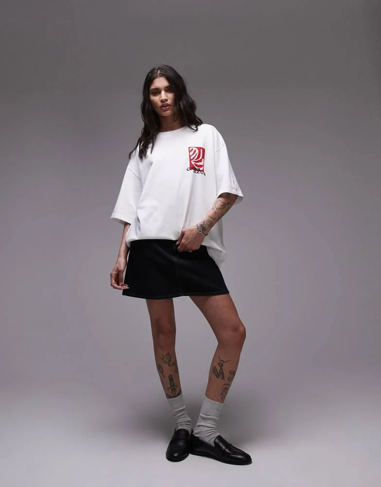 Topshop Topshop graphic Casa Azur oversized tee in white 4