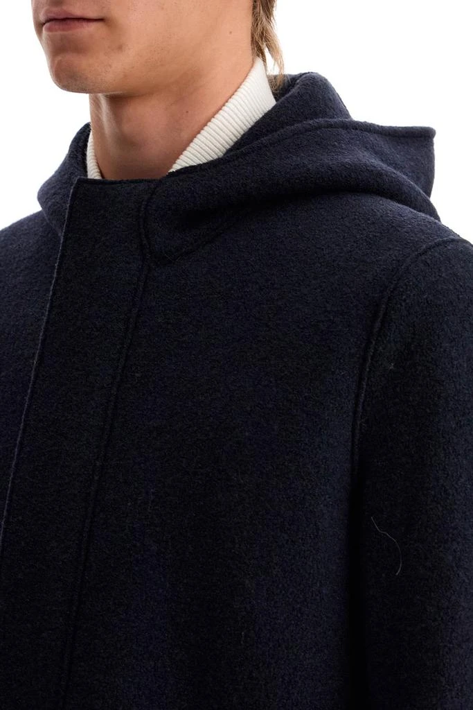 Harris Wharf London Men's Hooded Wool Coat In Boiled Wool 4