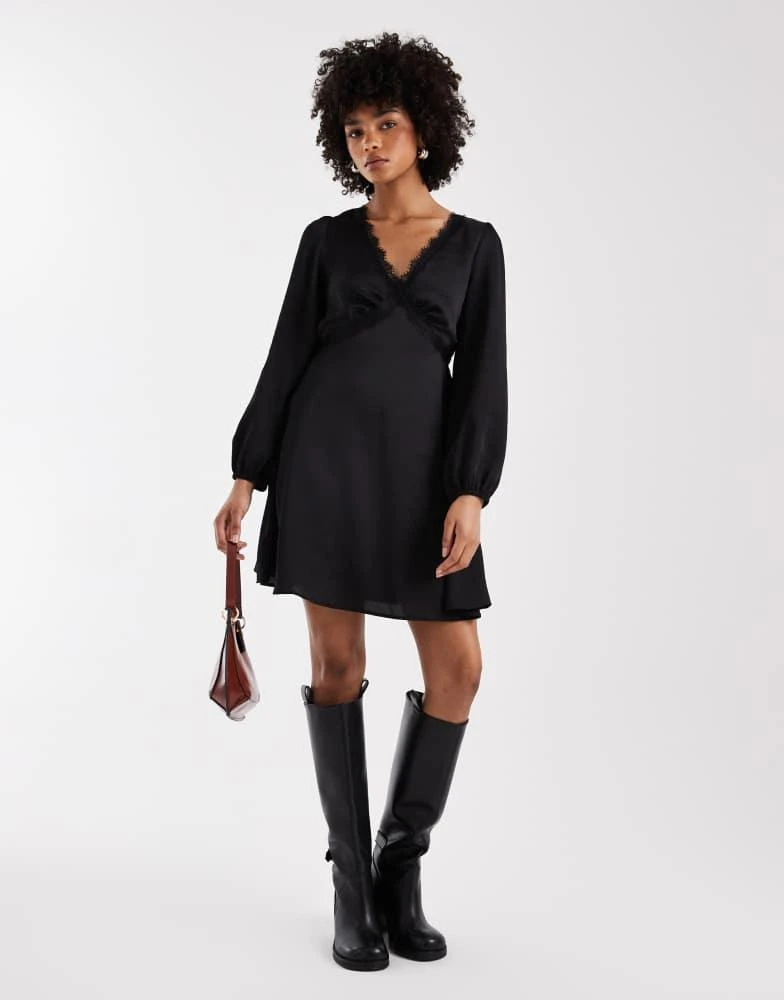 New Look New Look satin lace trim mini dress in black - Dresses & Skirts -  BeyondStyle