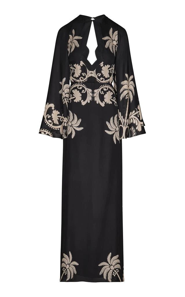princess polly baby blue dress Johanna Ortiz - - Bird Of Night Tiered Silk Maxi Dress - Black/white - US  10 main image 1