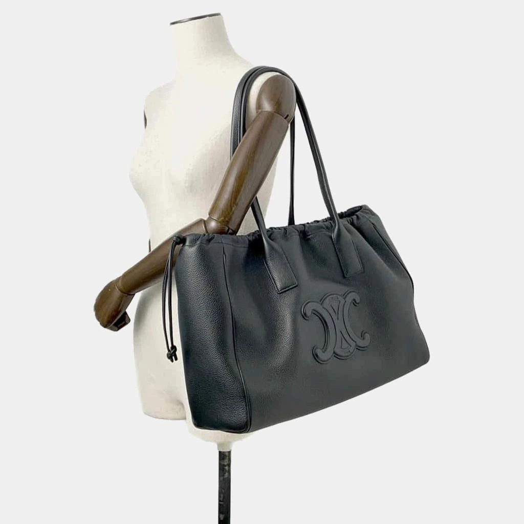 Celine Celine Black Calf Leather Cabas Drawstring Cuir Triomphe Tote Bag 2