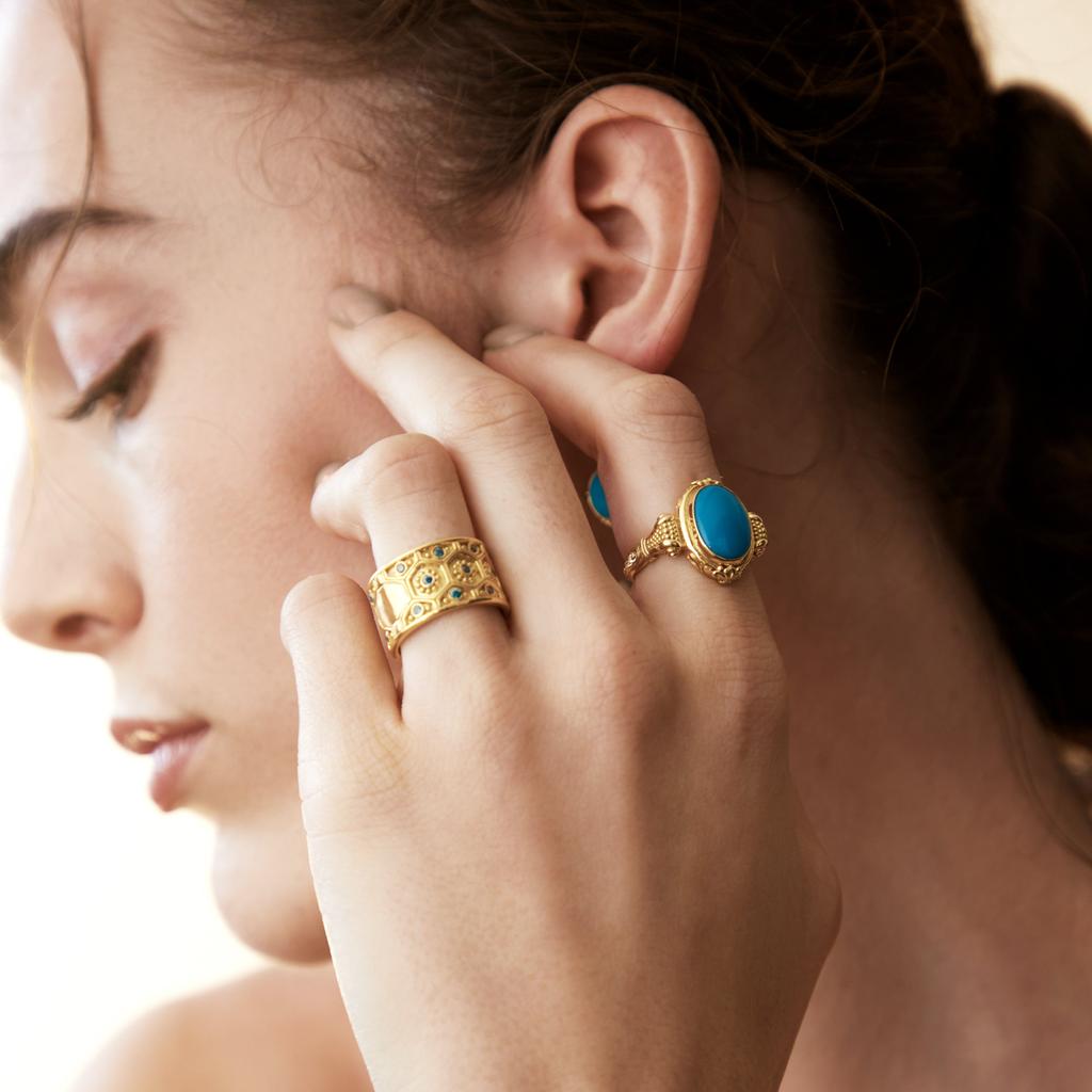 Konstantino Konstantino Limited 18K Yellow Gold and Turquoise Statement Ring DMK01123-18KT-137