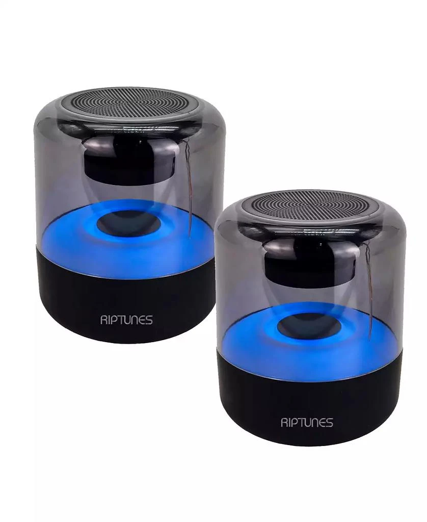 Riptunes 2-PACK 360° Bluetooth Speaker, 6-Color LED Ambient Lights, USB/microSD/AUX Playback