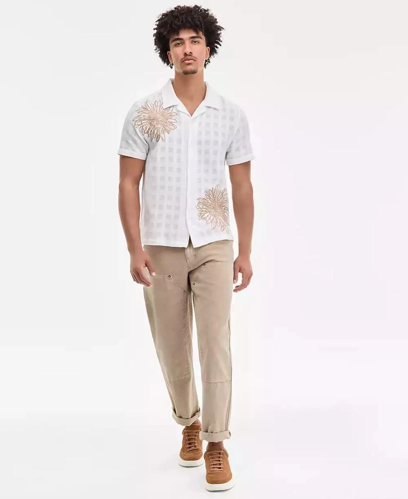 GUESS Men's Conrad Regular-Fit Embroidered Mesh Check Button-Down Shirt 2