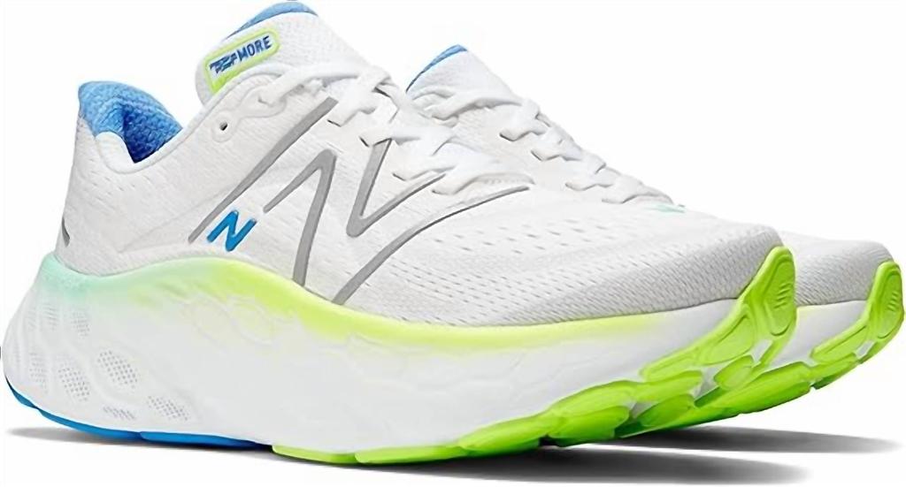 New Balance Women's Fresh Foam X More V4 Running Shoes ( B Width ) In White/cobalt