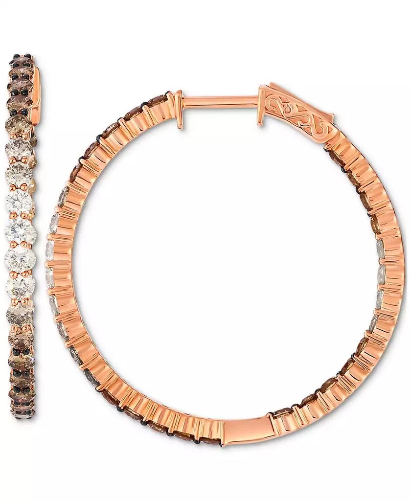 Le Vian Chocolate Ombré Diamond Medium Hoop Earrings (3 ct. t.w.) in 14k Rose Gold, 1.3" 2