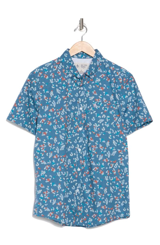Original Penguin Short Sleeve Stretch Cotton Poplin Button-Up Shirt 3