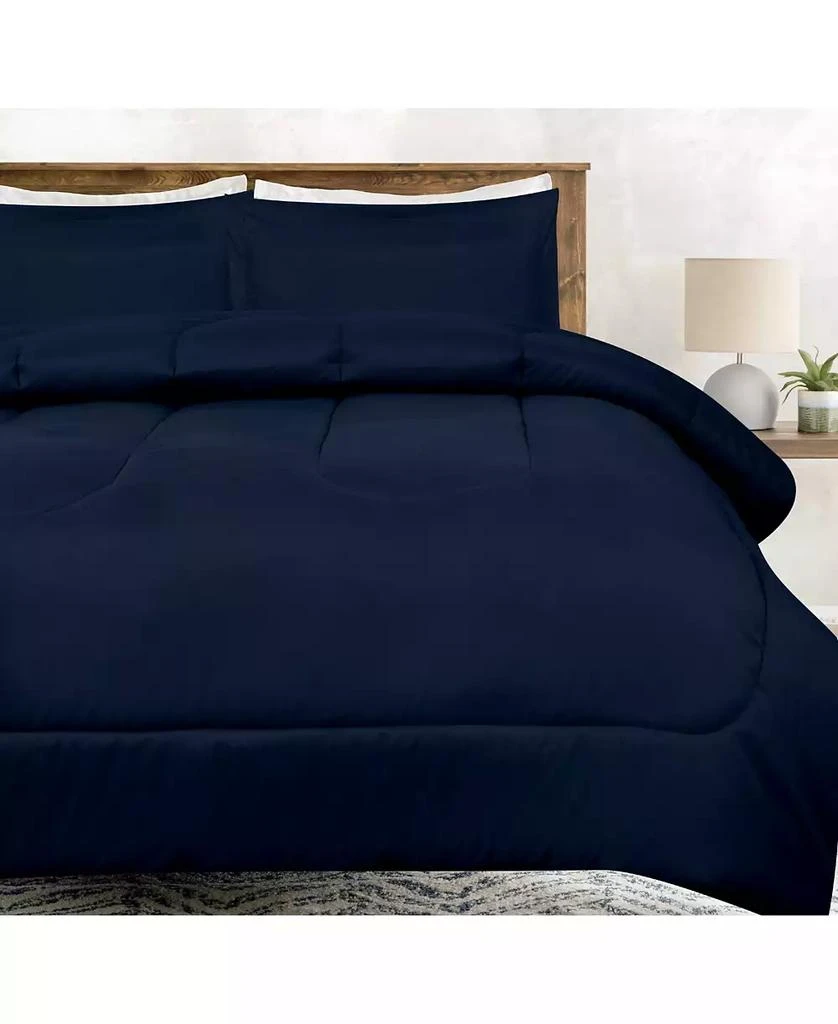 Chanasya Premium Solid Navy Comforter Set – Soft Dark Blue Microfiber Bedding – 3 Piece Set with 1 Comforter and 2 Pillow Shams -