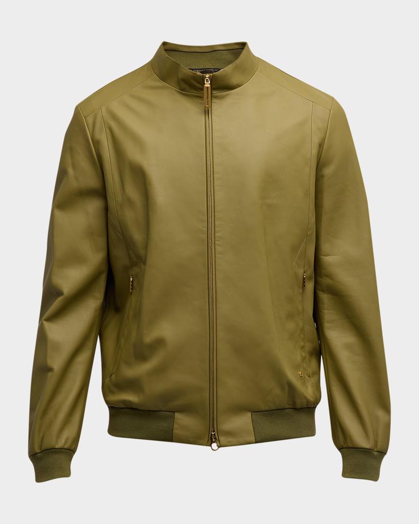 Shop Men's Lamb Leather Bomber Jacket on Sale at BeyondStyle – Get