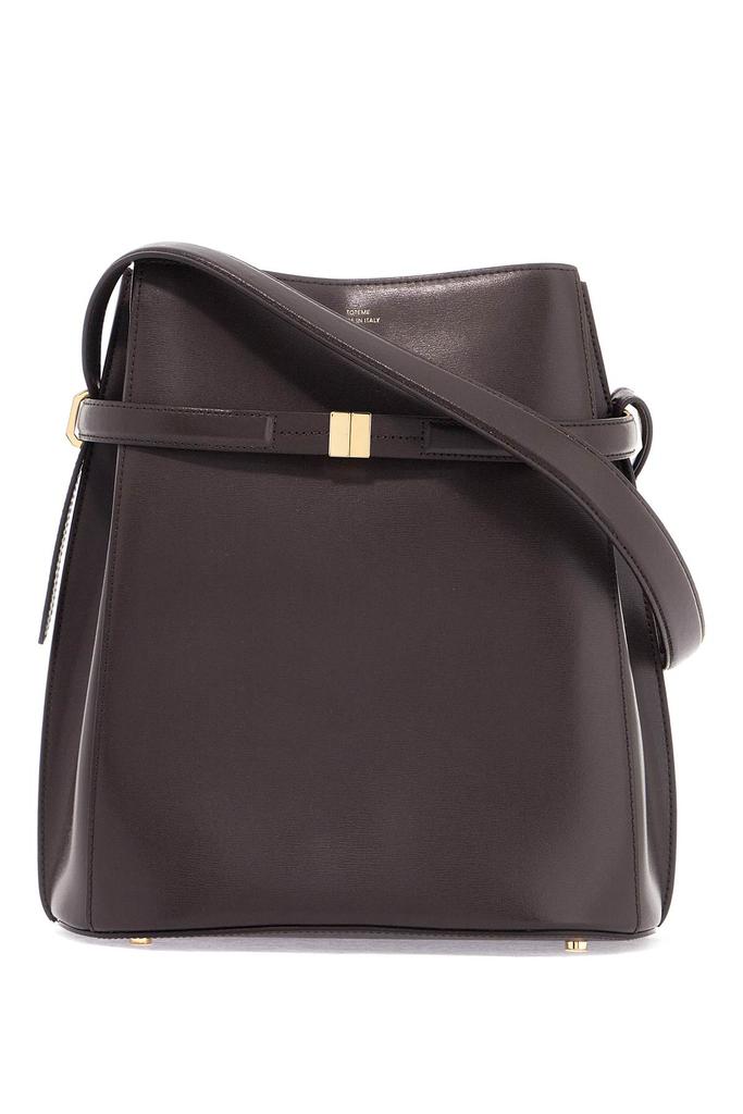 Totême dark brown calfskin bucket bag with decorative belt