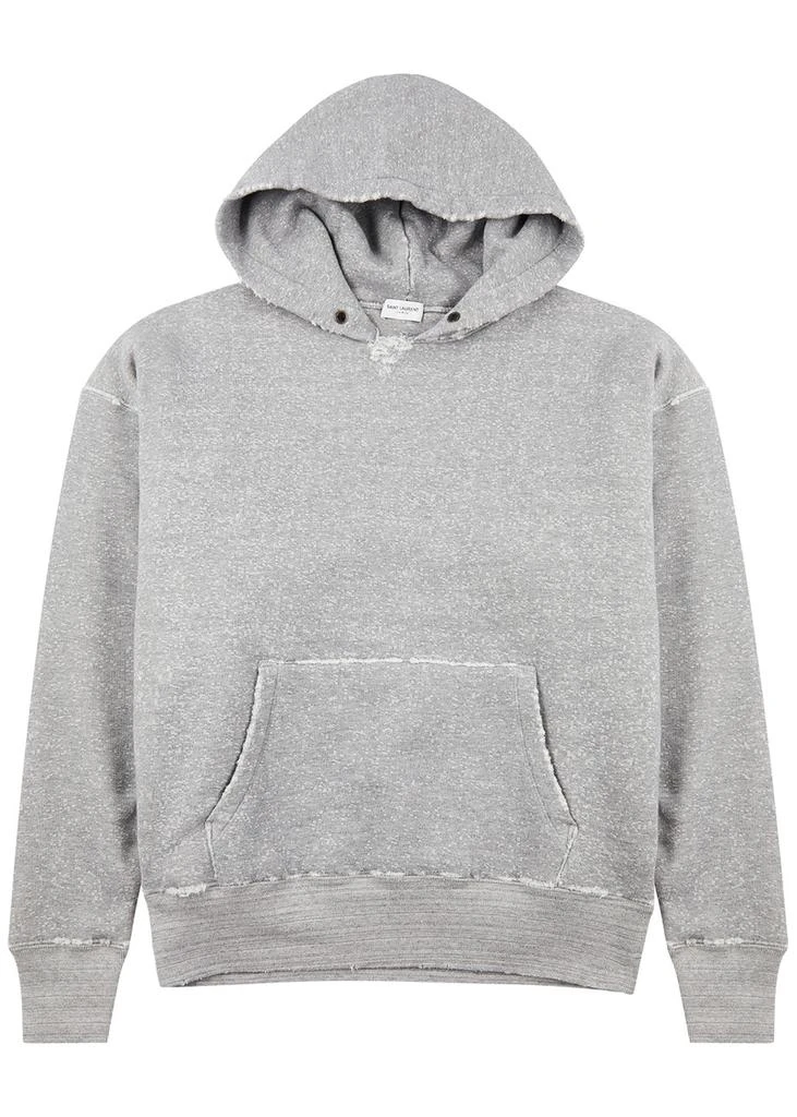 SAINT LAURENT Distressed hooded cotton sweatshirt L - Hoodies 