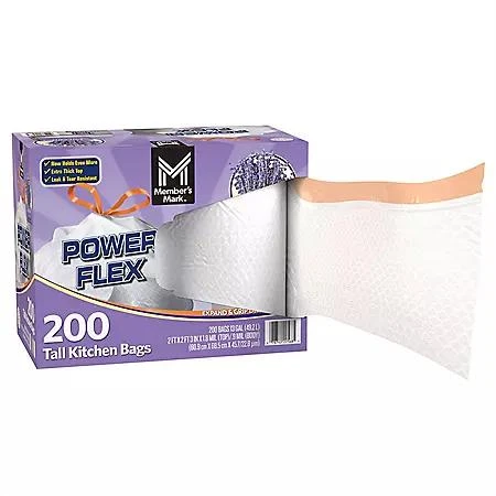 Member's Mark Member's Mark Power Flex Tall Kitchen Drawstring Trash Bags, Lavender 13 gal., 200 ct. 3