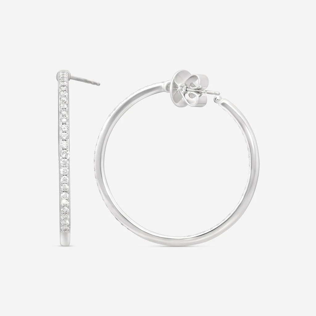 Mémoire Mémoire 18K White Gold Round Pavé Diamond Hoop Earrings CHHO205 3