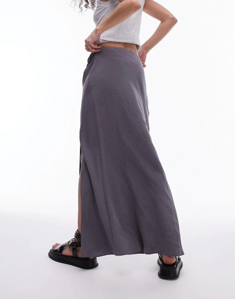 Topshop Topshop soft touch twist low rise maxi skirt in charcoal 2