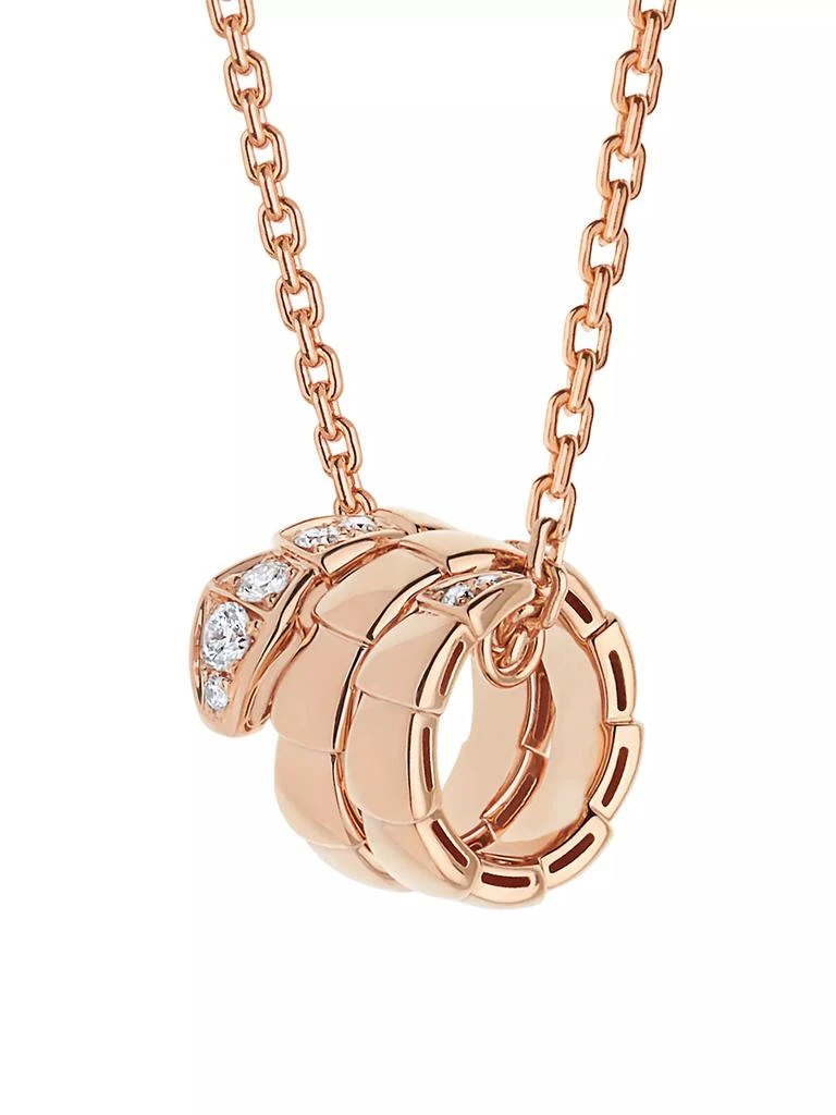 BVLGARI Serpenti Viper 18K Rose Gold &amp; Pavé Diamond Pendant Necklace 1