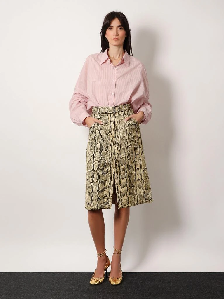 Dries Van Noten Sheraz viscose and cotton skirt with reptile print 2