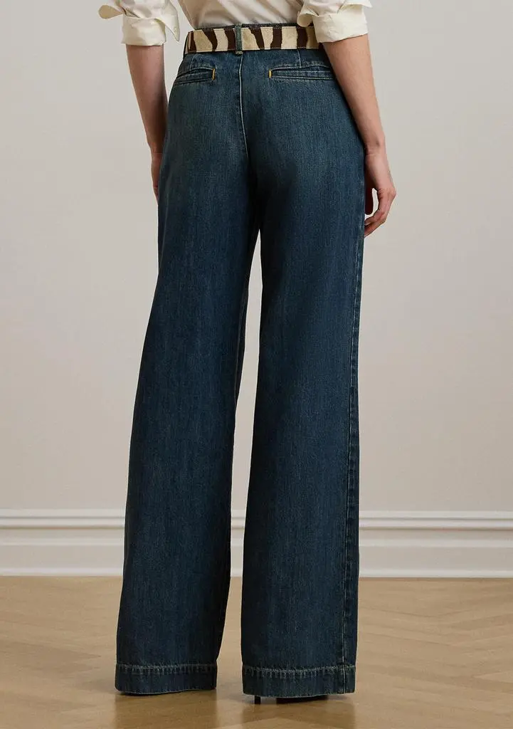 Ralph Lauren Women's High-Rise Pleated Wide-Leg Jeans 2