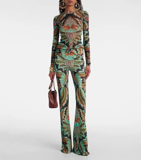 ETRO Printed crêpe jersey flared pants 2