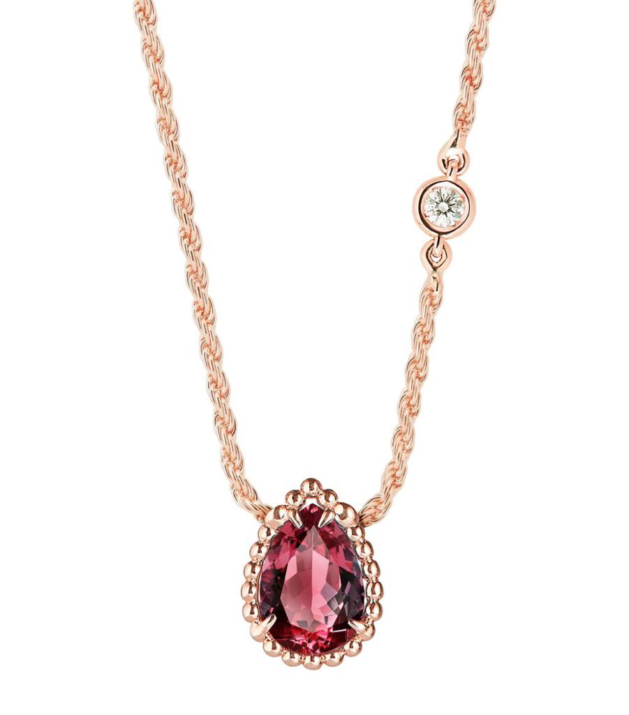 Boucheron Extra Small Rose Gold, Diamond and Garnet Serpent Bohème Motif Necklace