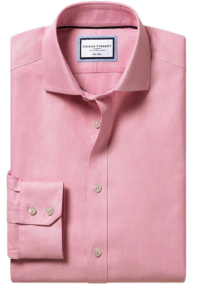 Charles Tyrwhitt Men's Non-Iron Clifton Weave Cutaway Slim Fit Shirt Single Cuff 4