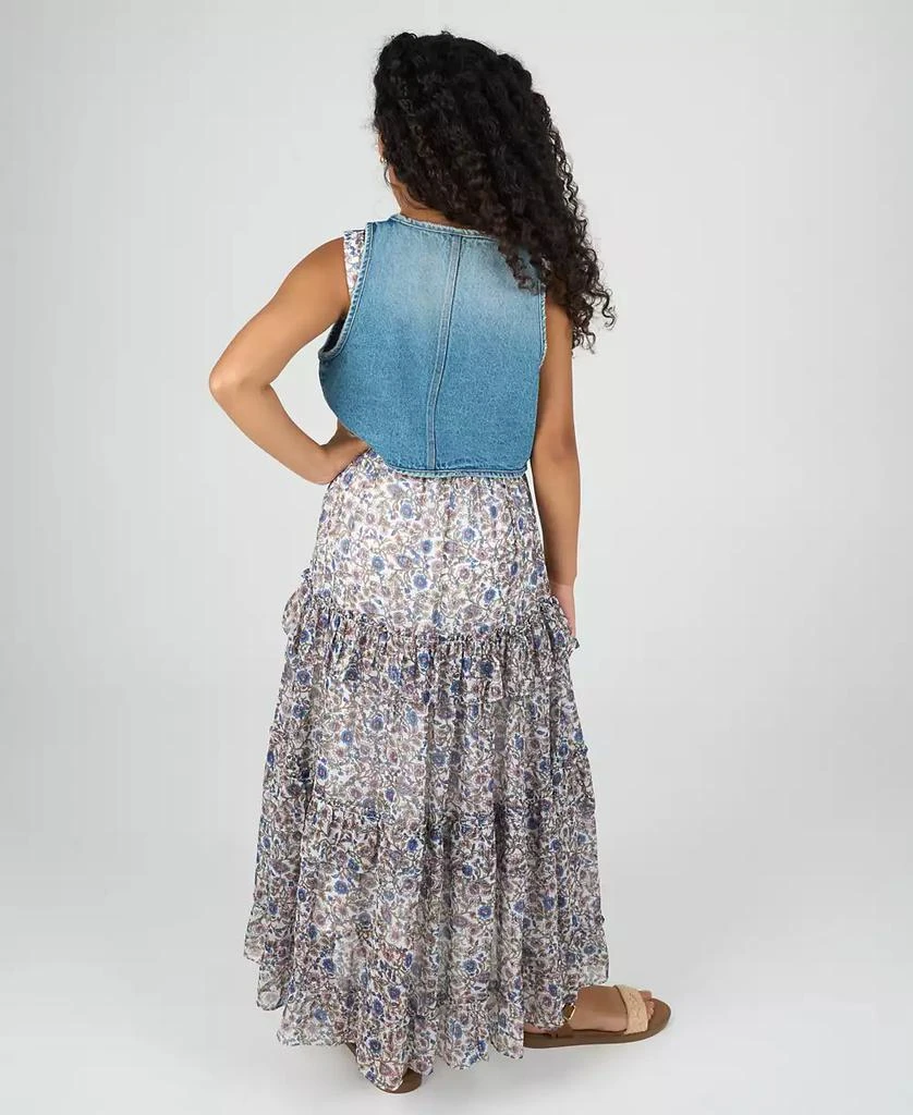 Rare Editions Big Girls 2-Piece Floral Maxi With Denim Vest and Dress Set 3