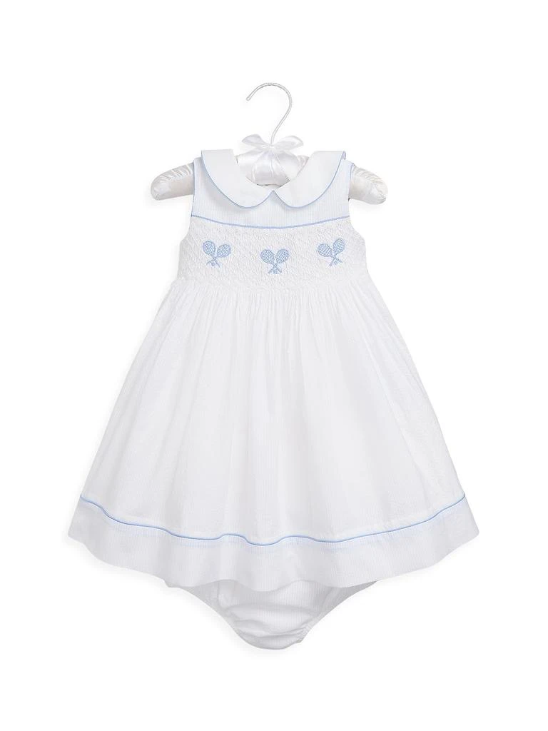 Ralph Lauren Baby Girl
s Tennis Embroidered Smocked Seersucker Dress