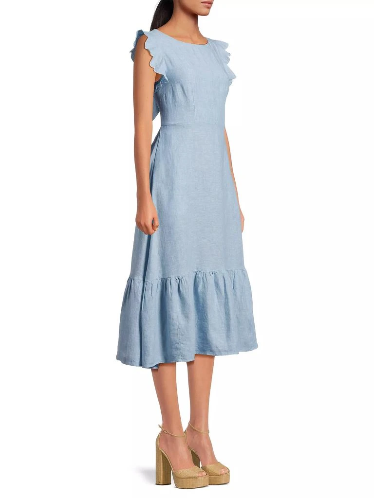 Birds of Paradis Rosa Linen Tie-Back Midi-Dress 4