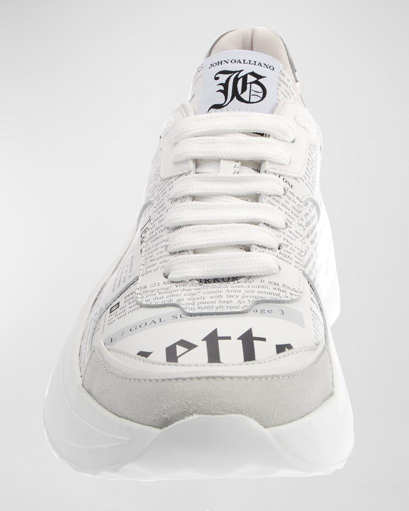 John Galliano Paris Men's Gazette Newspaper-Graphic Chunky Sneakers