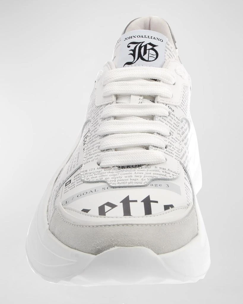 John Galliano Paris Men's Gazette Newspaper-Graphic Chunky Sneakers 2