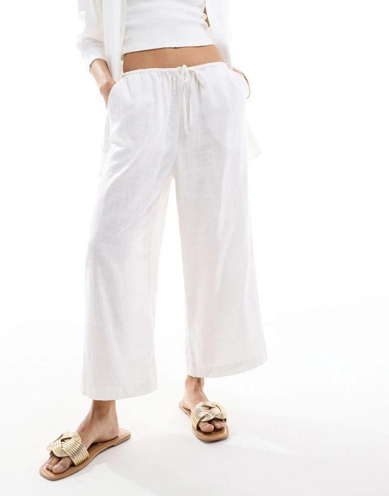 ASOS ASOS DESIGN pull on culotte with linen in white 5