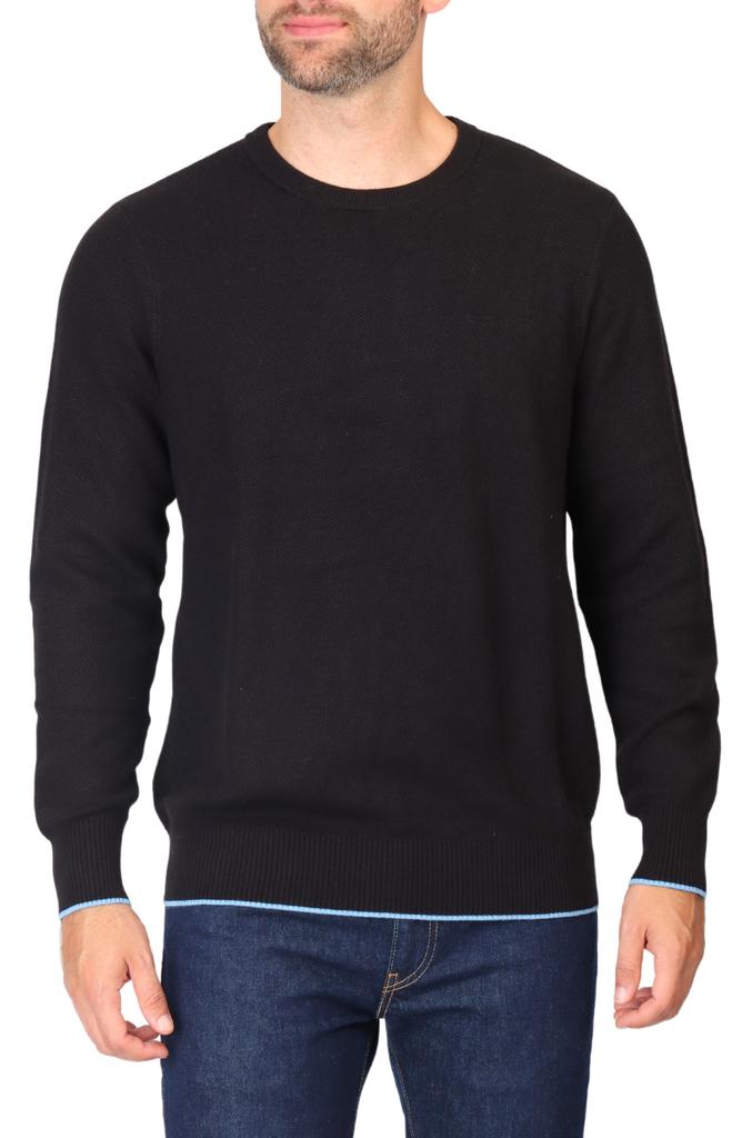 TailorByrd Textured Waffle Knit Crewneck Sweater