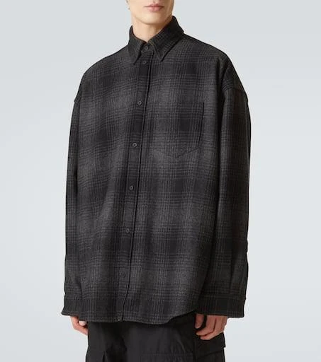 Balenciaga Checked wool-blend flannel shirt 3