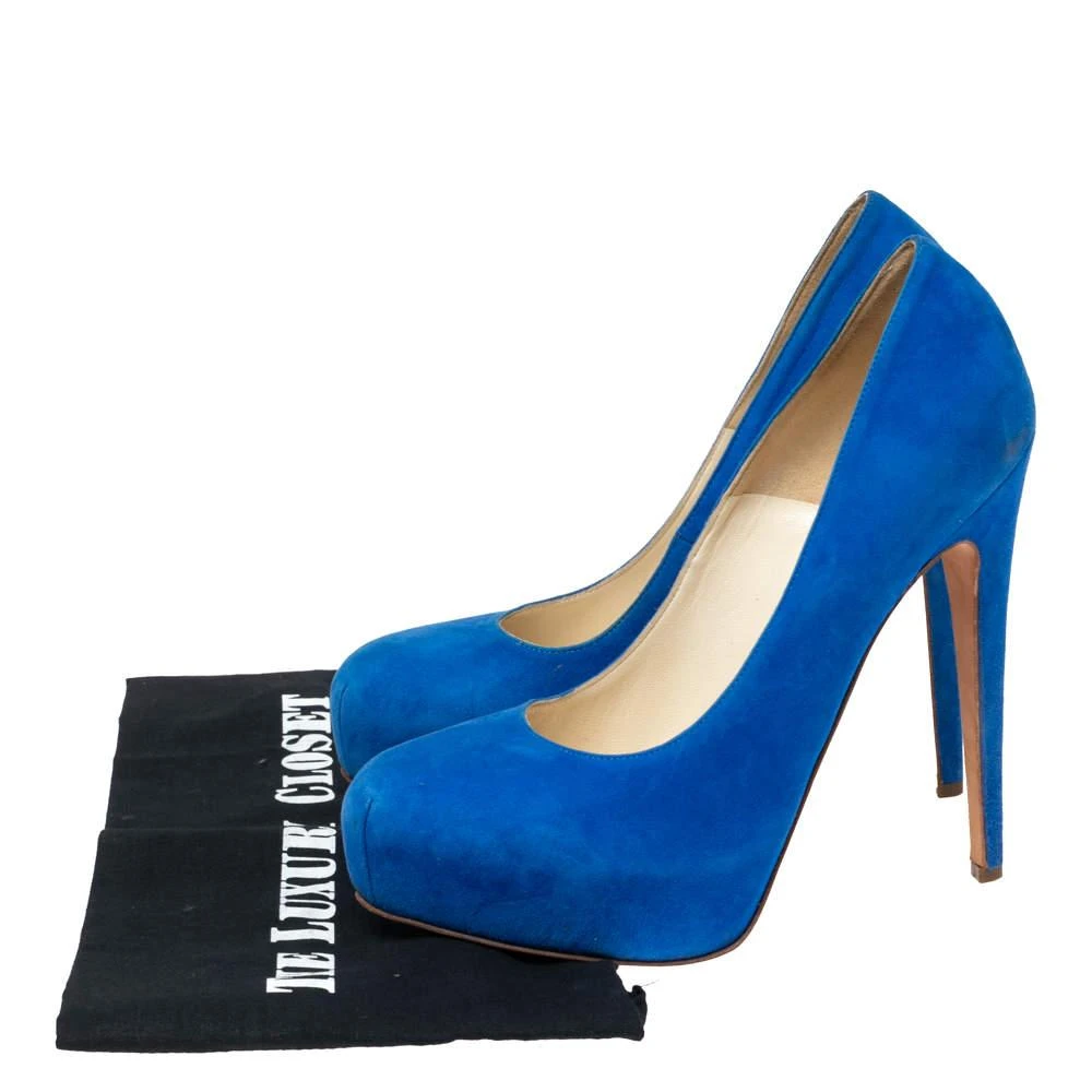 Brian Atwood Brian Atwood Royal Blue Suede Maniac Platform Pumps Size 38.5 9